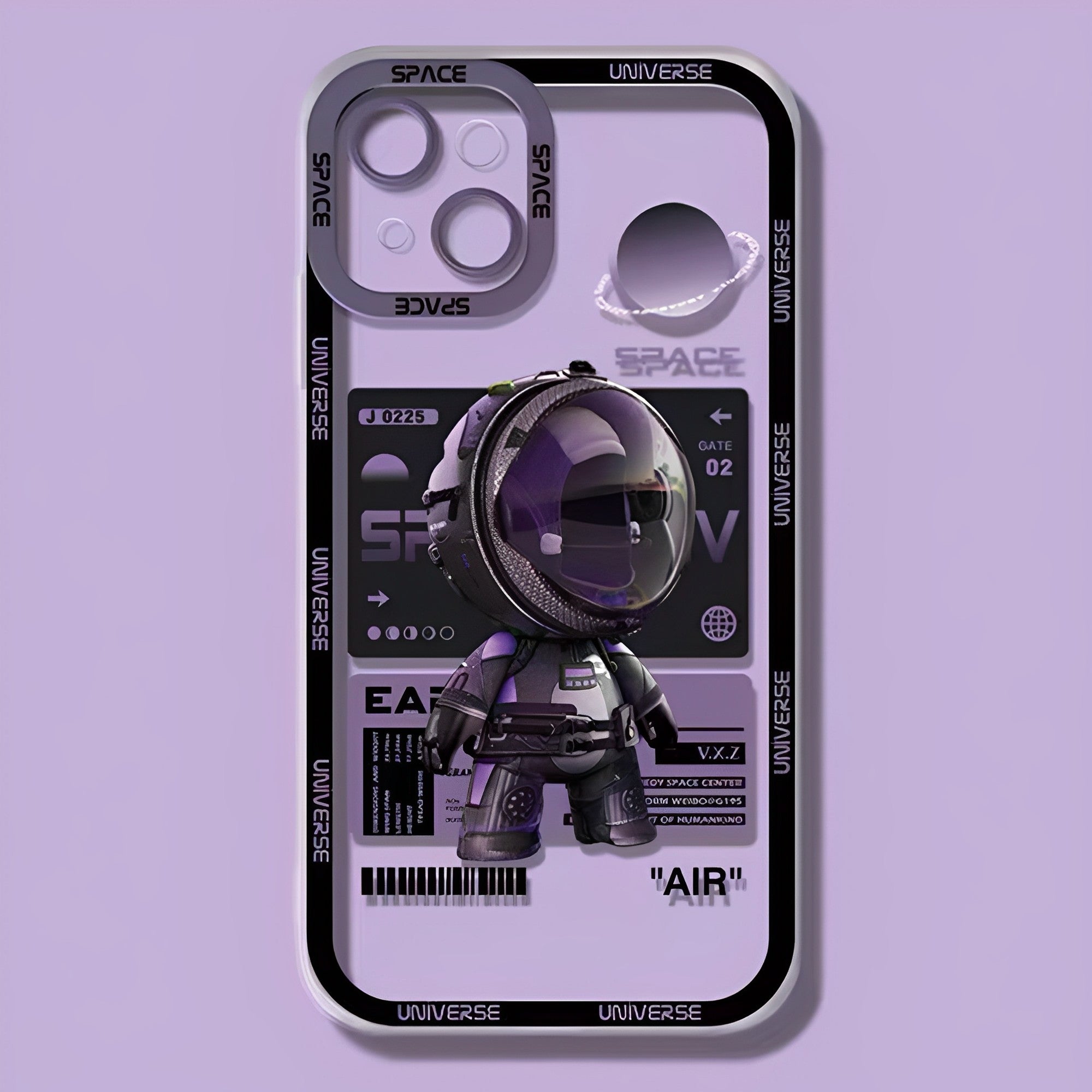 Astronaut Art Labels Clear Black iPhone Case