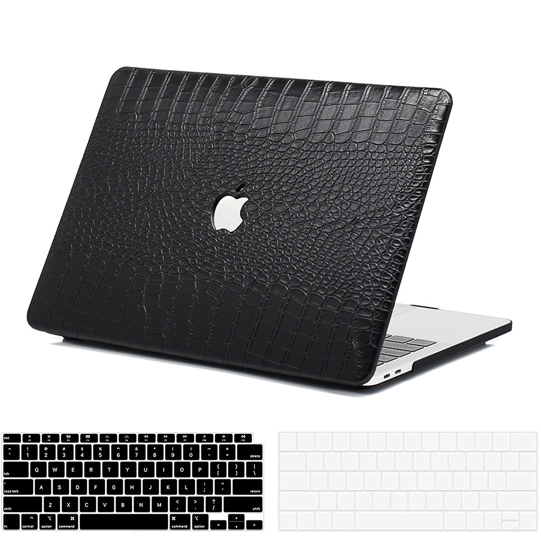 Funda negra para MacBook de imitación de cocodrilo