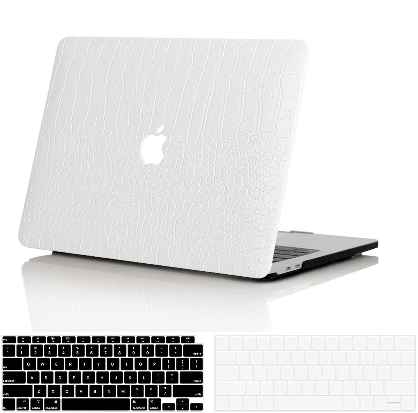 Funda para MacBook de imitación de cocodrilo blanco