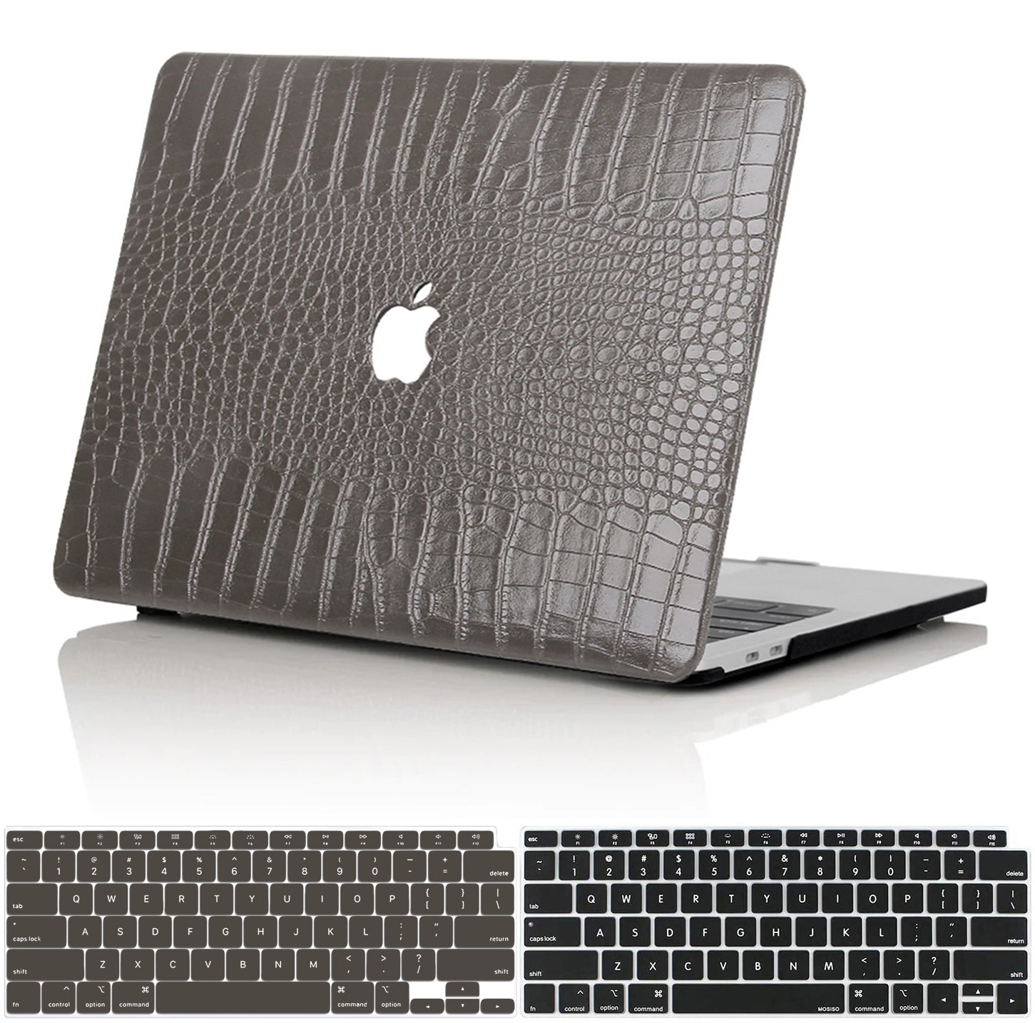Funda para MacBook de imitación de cocodrilo en gris espacial