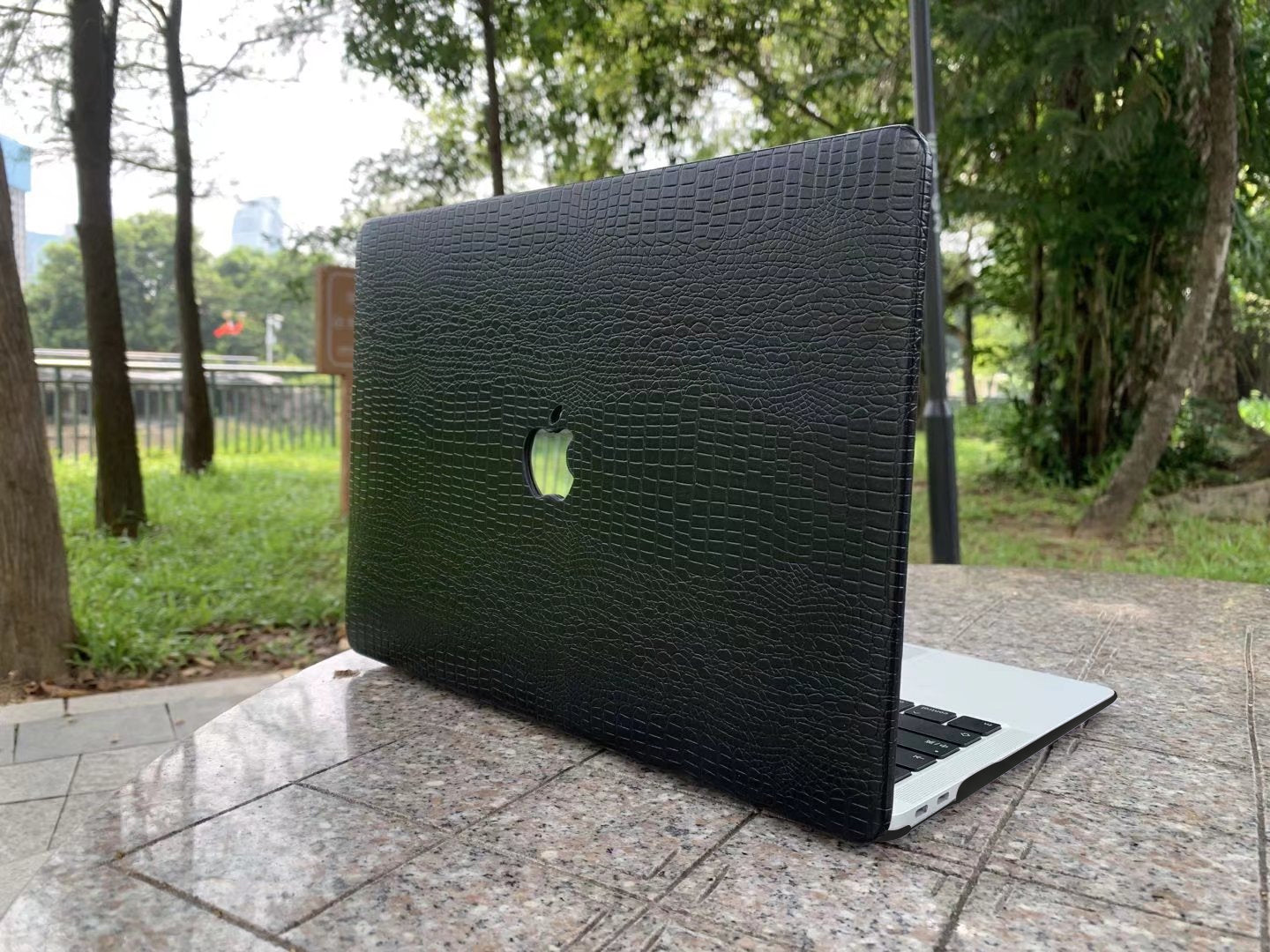 Faux Small Crocodile Black MacBook Case