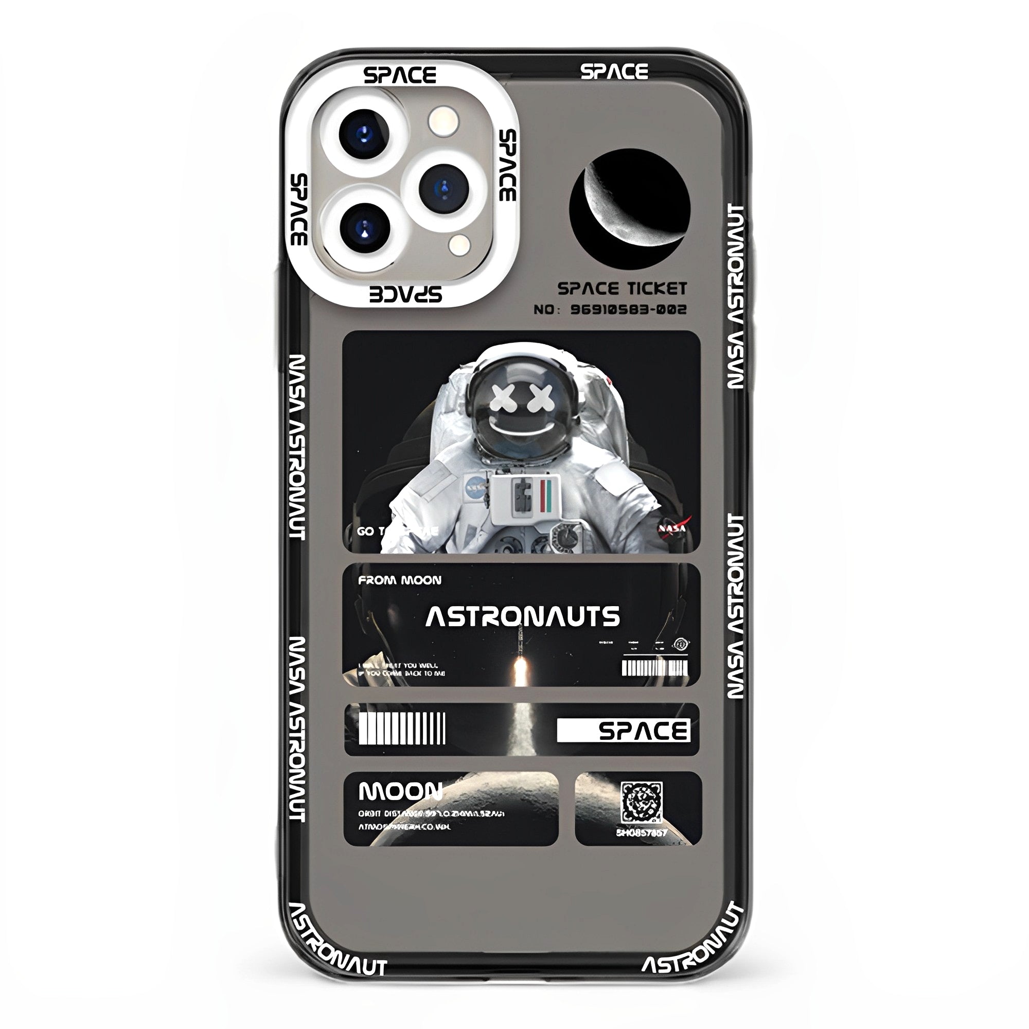 Astronaut Art Labels Clear Black iPhone Case
