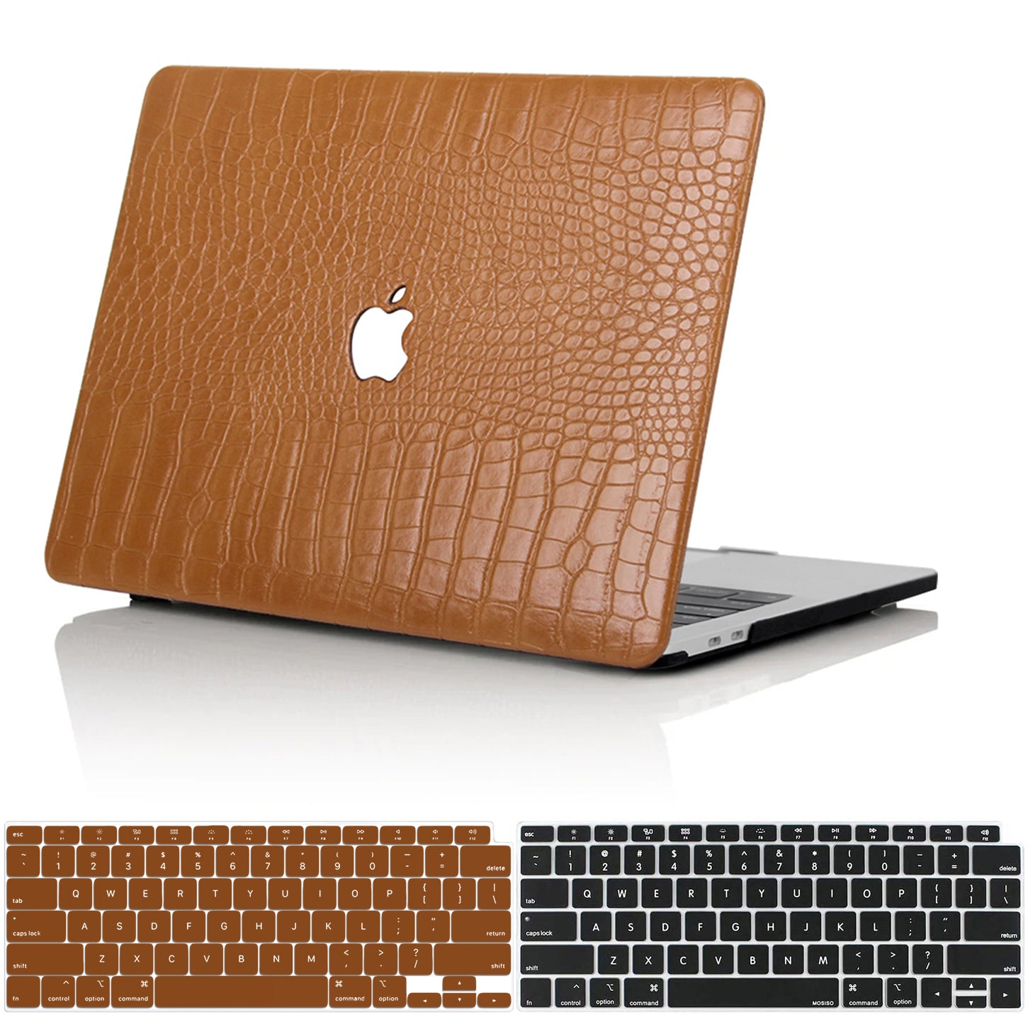 Funda para MacBook de imitación de cocodrilo marrón