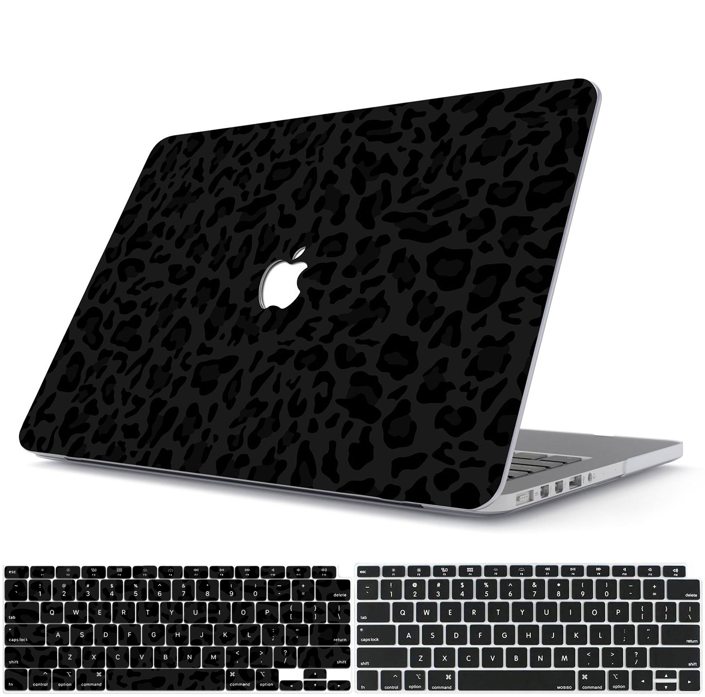 Black Leopard Print Macbook Case
